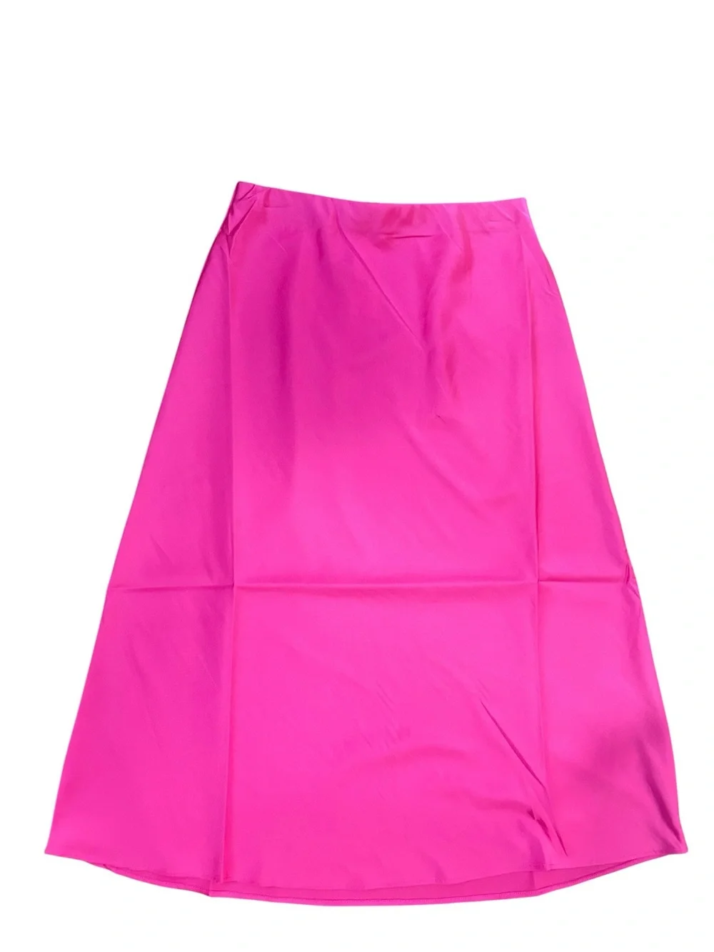The Drop Hot Pink Satin Midi Skirt Silky Slip Skirt Barbiecore Y2K Chic